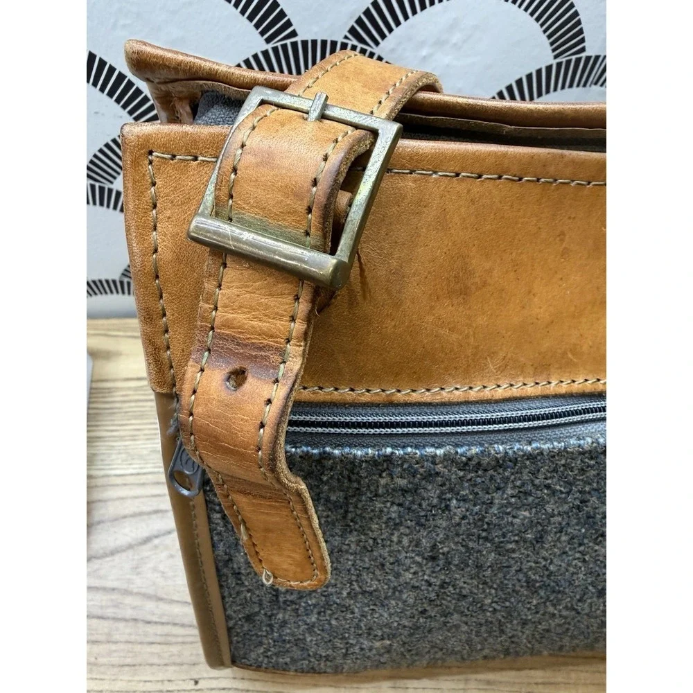 Hartmann Vintage Blue Tweed and Belting Leather Briefcase Laptop Bag Academia